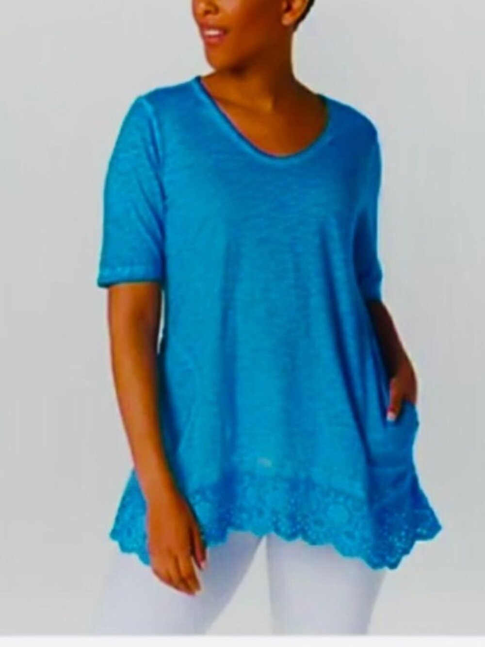 LOGO by Lori Goldstein Distressed Cotton Slub
